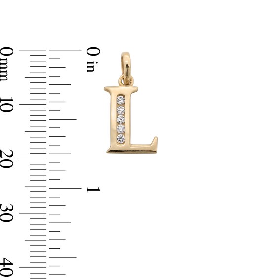 10K Solid Gold CZ Channel "L" Initial Necklace Charm