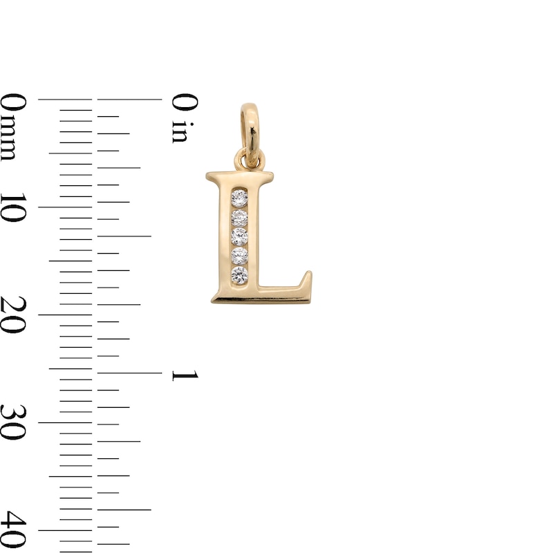 Main Image 4 of Cubic Zirconia "L" Initial Necklace Charm in 10K Solid Gold