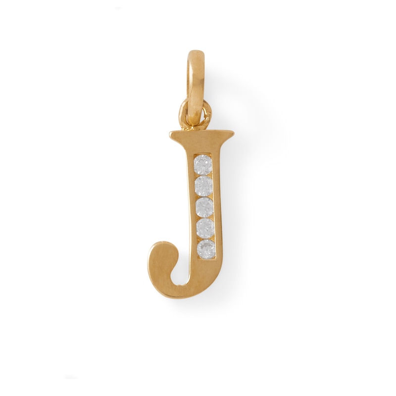 Main Image 1 of Cubic Zirconia Initial "J" Charm in 10K Solid Gold