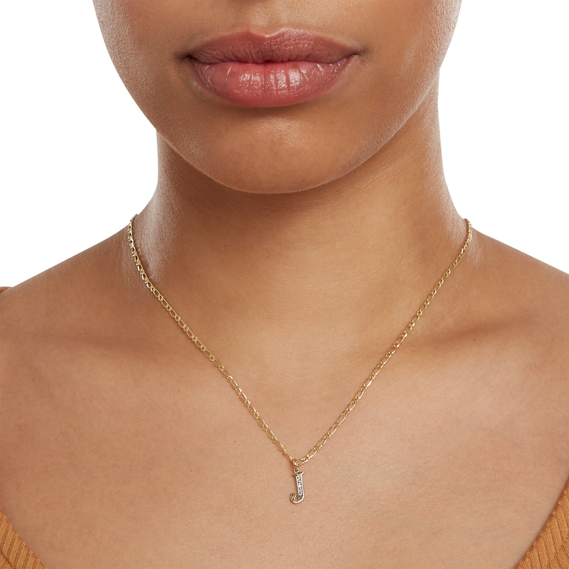 Main Image 3 of Cubic Zirconia Initial "J" Charm in 10K Solid Gold