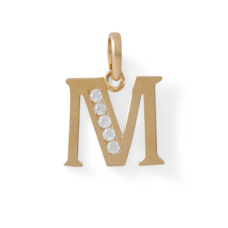 Main Image 1 of Cubic Zirconia Initial "M" Charm in 10K Solid Gold