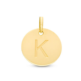Initial "K" Disc Charm in 10K Gold