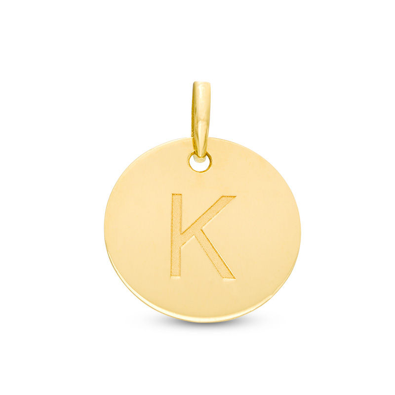 Initial "K" Disc Charm in 10K Gold