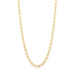 024 Gauge Rope Chain Necklace in 10K Gold - 24&quot;