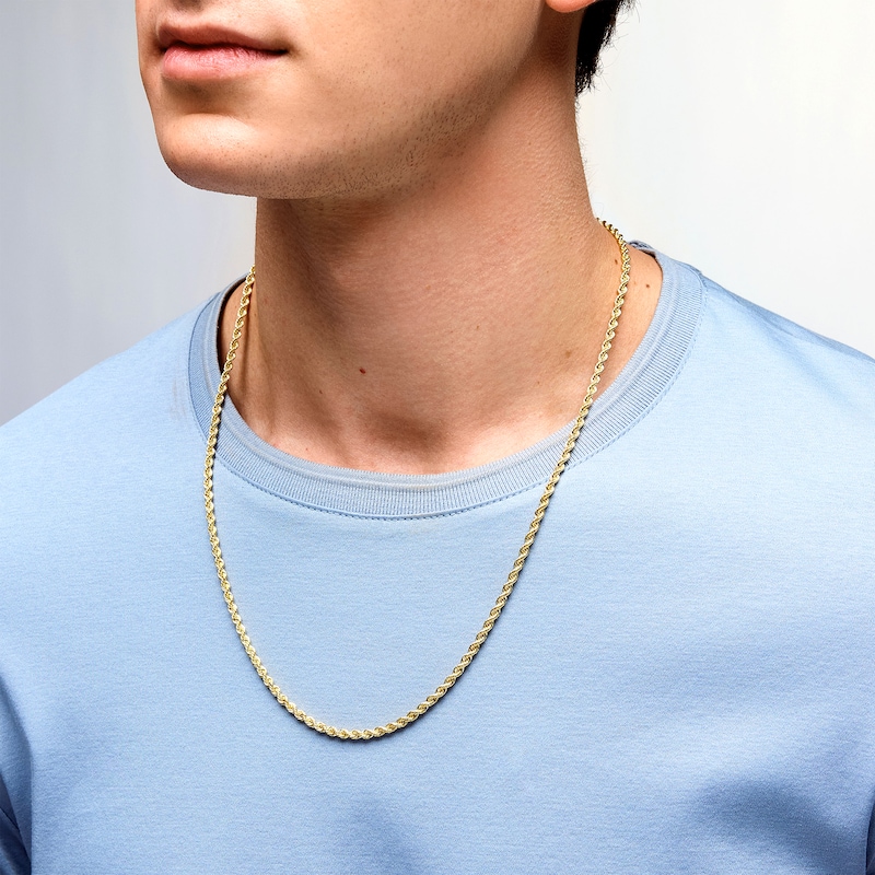 Main Image 3 of 10K Hollow Gold Rope Chain - 24"