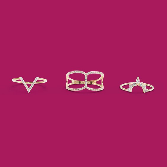 Cubic Zirconia Linear Open Shank in 10K Gold