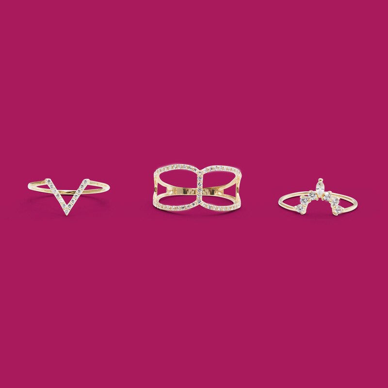 Main Image 2 of Cubic Zirconia Linear Open Shank in 10K Gold