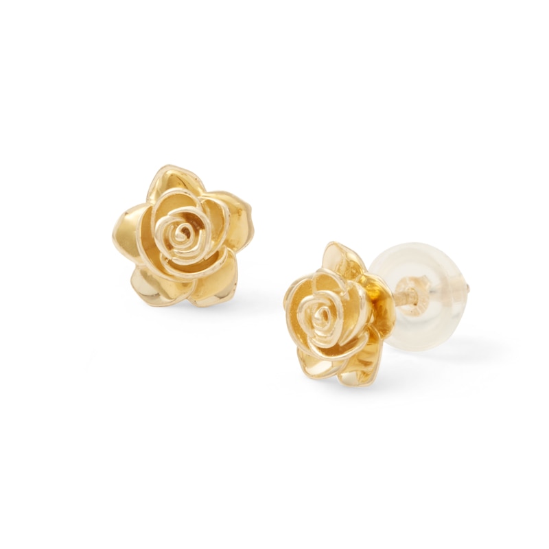 Rose Stud Earrings in 10K Gold