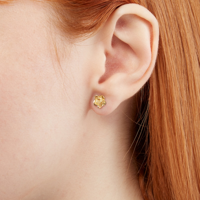 Rose Stud Earrings in 10K Gold