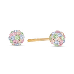 Child's 4mm Multi-Color Crystal Ball Stud Earrings in 14K Gold