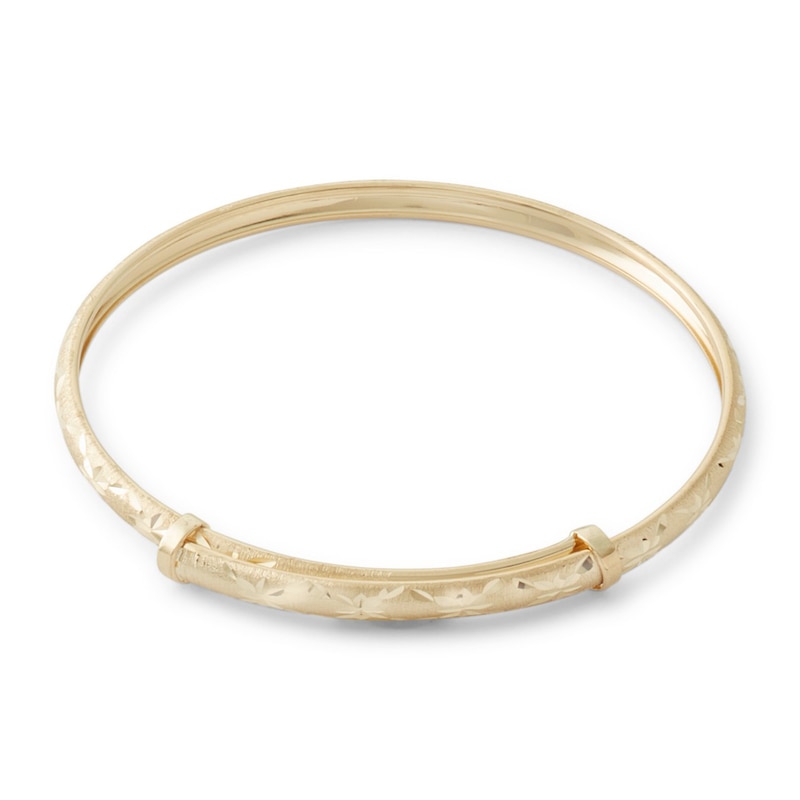 Child's Diamond-Cut Adjustable Bangle in 10K Gold - 6"