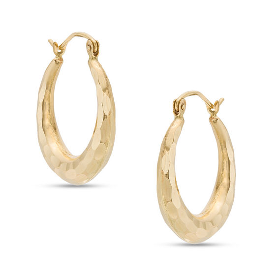 Diamond-Cut Hoop Earrings in 10K Gold