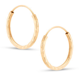 17mm Diamond-Cut Square Hoop Earrings in 10K Tube Hollow Gold