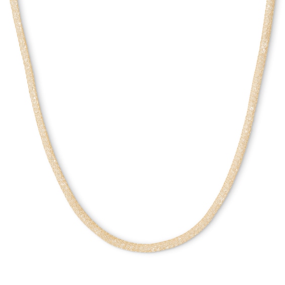 10K Gold CZ Mesh Chain Necklace Made in Italy - 18"