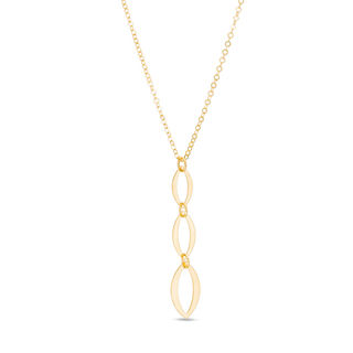 Made in Italy Graduated Triple Marquise Link Drop Pendant in 10K Gold