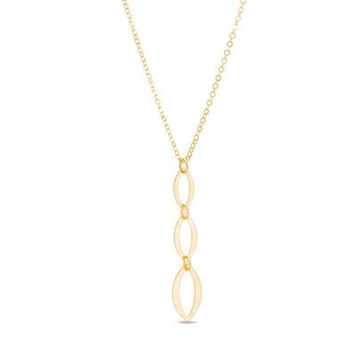 Made in Italy Graduated Triple Marquise Link Drop Pendant in 10K Gold