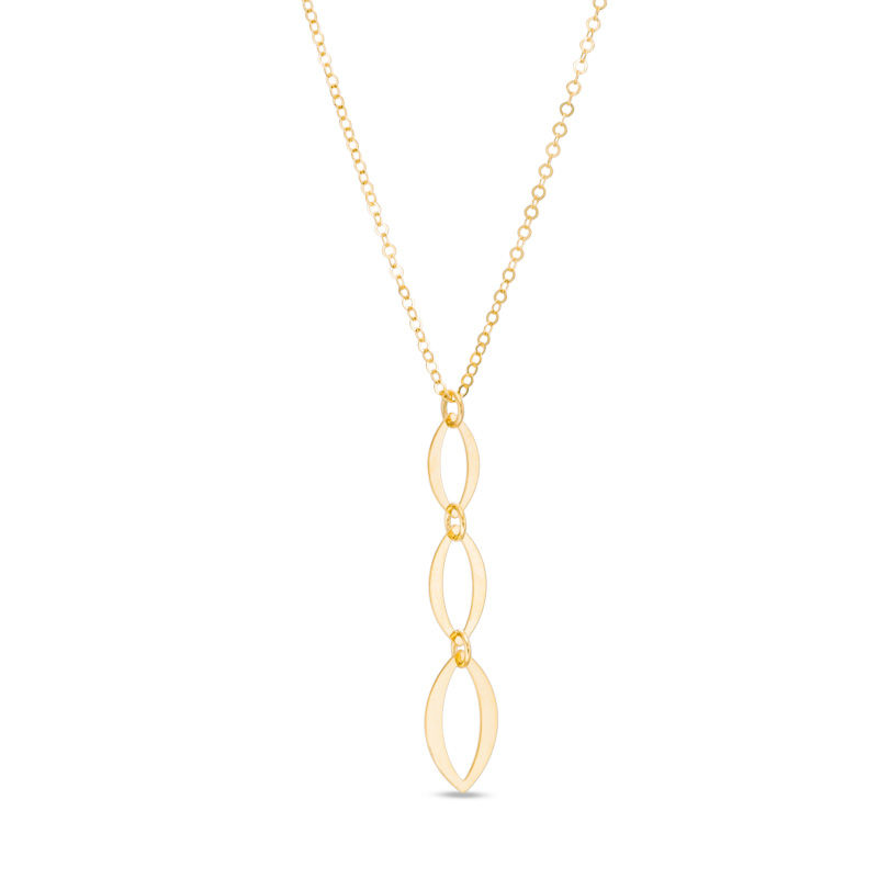 Made in Italy Graduated Triple Marquise Link Drop Pendant in 10K Gold
