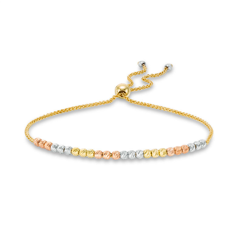 Main Image 1 of Textured Bead Bolo Bracelet in 10K Tri-Colour Gold - 9"