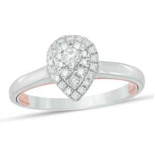 The Cupid's Mark® 1/4 CT. T.W. Composite Diamond Pear-Shaped Engagement Ring in 10K Two-Tone Gold - Size 7