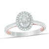 The Cupid's Mark® 1/4 CT. T.W. Diamond Oval Double Frame Engagement Ring in 10K Two-Tone Gold - Size 7