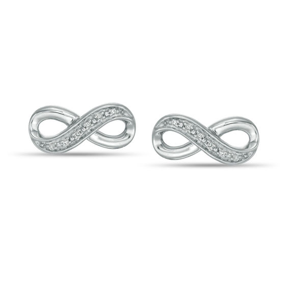 Diamond Accent Infinity Stud Earrings in Sterling Silver