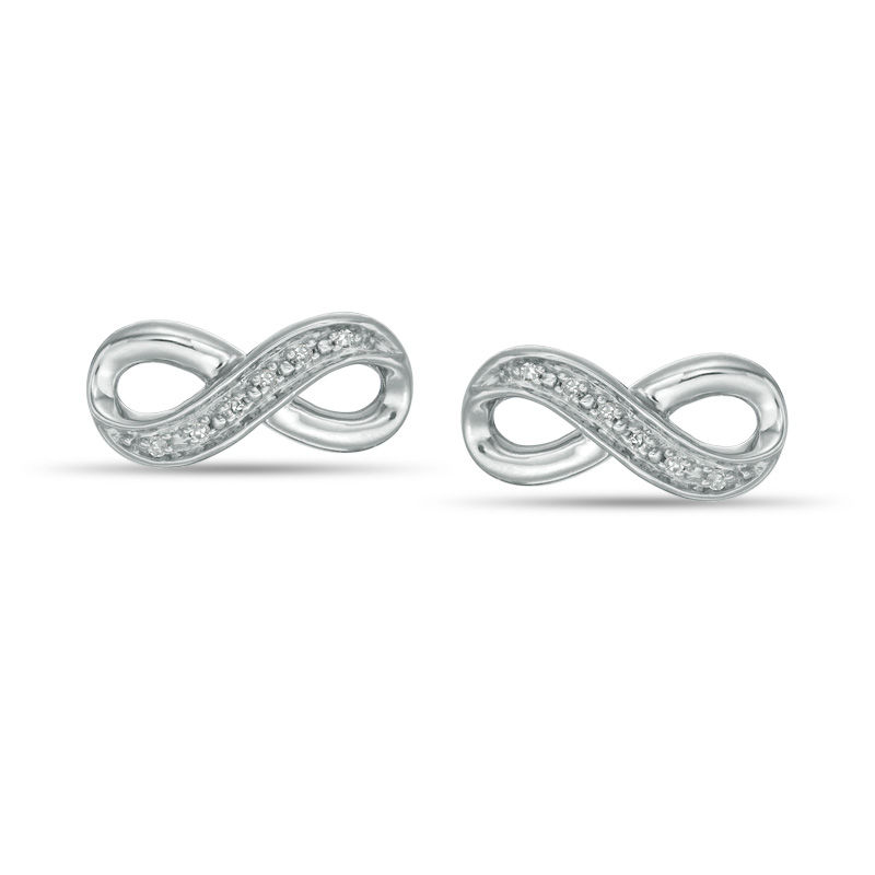 Diamond Accent Infinity Stud Earrings in Sterling Silver