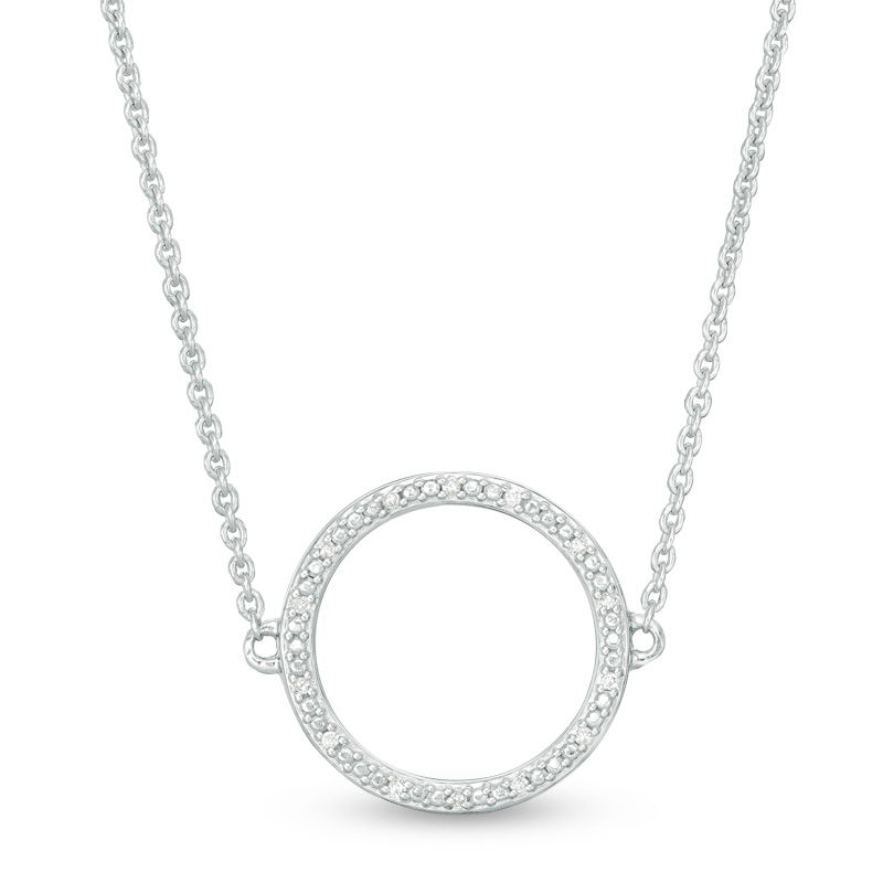 Main Image 1 of Diamond Accent Open Circle Choker Necklace in Sterling Silver - 15.5"