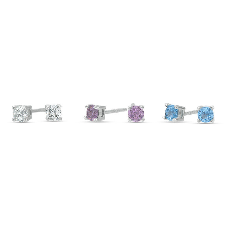 Child's 3mm Cubic Zirconia Stud Earrings Set in Sterling Silver