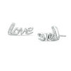 Diamond Accent "Love you" Stud Earrings in Sterling Silver