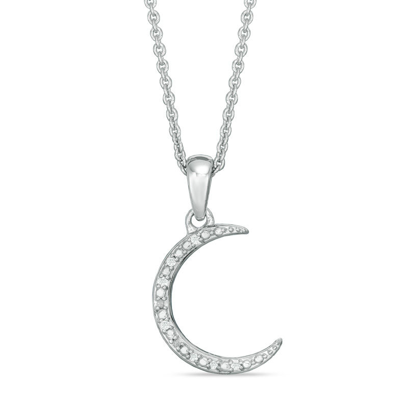 [WOOALONG]ACC★Mellow pandent necklace Diamond Accent Crescent Moon Choker Pendant in Sterling