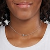 Thumbnail Image 2 of Diamond Accent Sideways Cross Choker Necklace in Sterling Silver - 15.5"