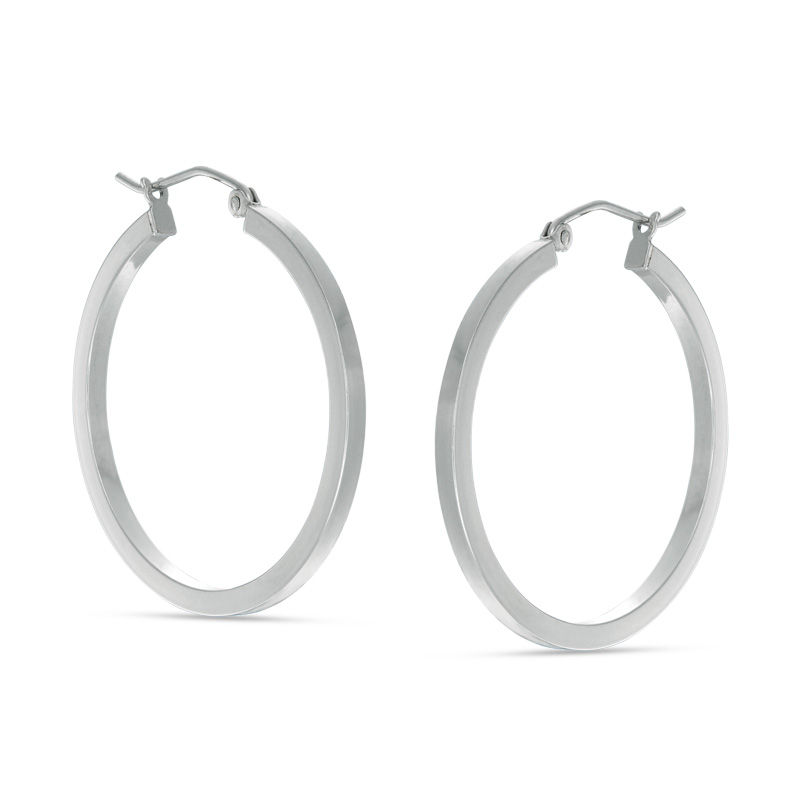 30mm Square Tube Hoop Earrings in Hollow Sterling Silver