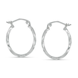 20mm Diamond-Cut Twist Hoop Earrings in Hollow Sterling Silver