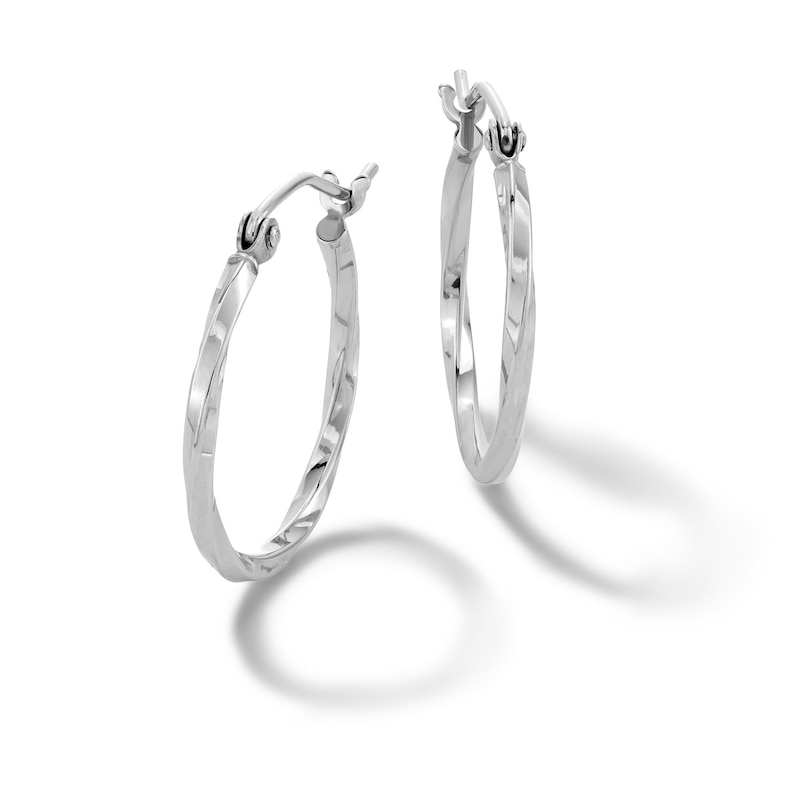 20mm Diamond-Cut Twist Hoop Earrings in Hollow Sterling Silver