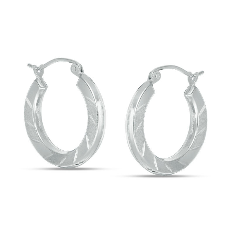 Main Image 1 of 20mm Diamond-Cut Hoop Earrings in Sterling Silver