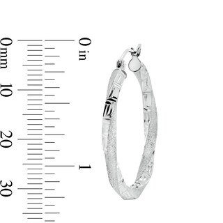 30mm Diamond-Cut Greek Key Twist Hoop Earrings in Hollow Sterling Silver