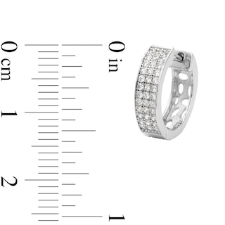 Solid Sterling Silver CZ Pavé Triple Row Hoops