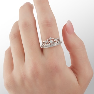 Sterling Silver Lab-Created Opal and White Sapphire Crown Ring