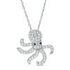 Thumbnail Image 1 of Black and White Cubic Zirconia Octopus Pendant in Sterling Silver