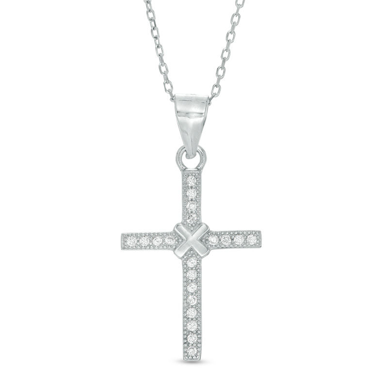 Cubic Zirconia Cross with "X" Pendant in Sterling Silver