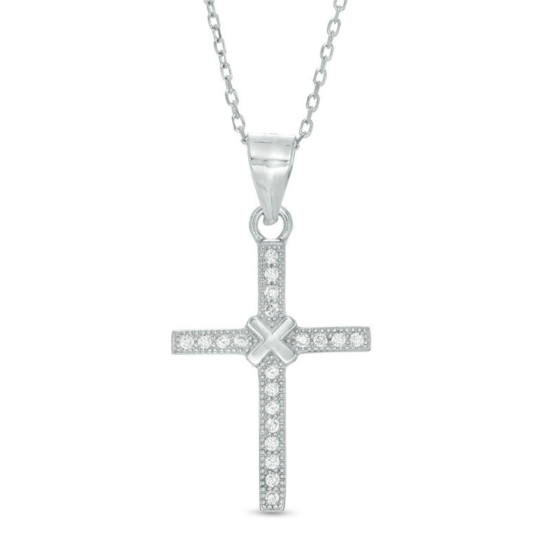 Main Image 1 of Cubic Zirconia Cross with "X" Pendant in Sterling Silver