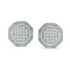 Thumbnail Image 1 of Cubic Zirconia Frame Octagon Stud Earrings in Solid Sterling Silver