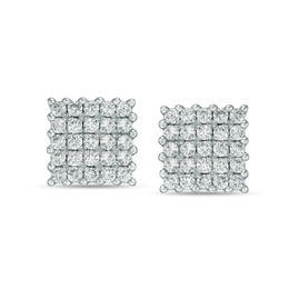 Princess-Cut Composite Cubic Zirconia Stud Earrings in Solid Sterling Silver