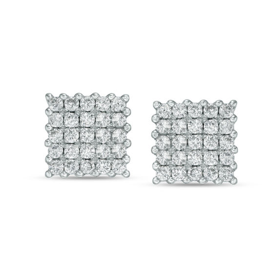 Princess-Cut Composite Cubic Zirconia Stud Earrings in Solid Sterling Silver