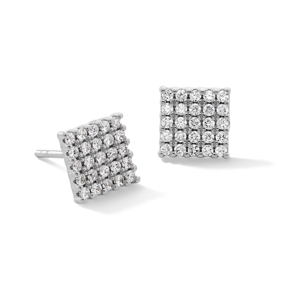 Princess-Cut Composite Cubic Zirconia Stud Earrings in Solid Sterling Silver