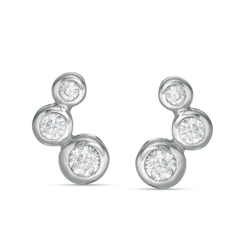 Cubic Zirconia Bubble Stud Earrings in Sterling Silver