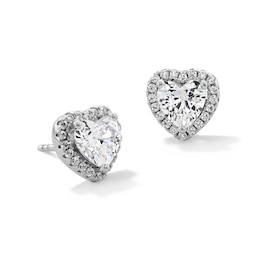 Solid Sterling Silver 5mm Heart-Shaped CZ Frame Studs