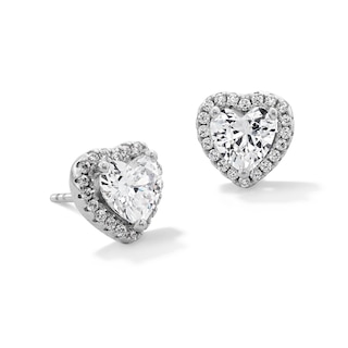 Solid Sterling Silver 5mm Heart-Shaped CZ Frame Studs