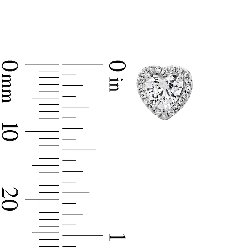 Main Image 2 of 5mm Heart-Shaped Cubic Zirconia Frame Stud Earrings in Solid Sterling Silver