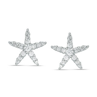 Cubic Zirconia Starfish Stud Earrings in Sterling silver